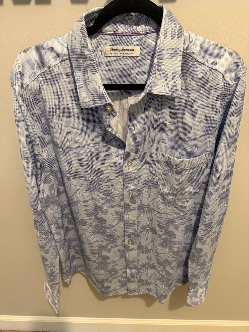 Tommy Bahama Light Blue and White Floral Button-Down Shirt